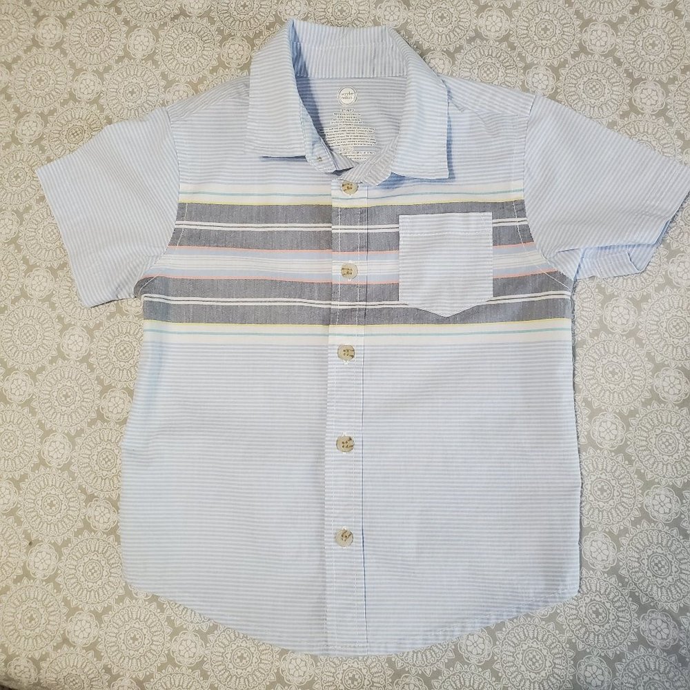Short Sleeve Striped Button Up